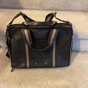 MCM Laptop Bag in leather and canvas strap combination